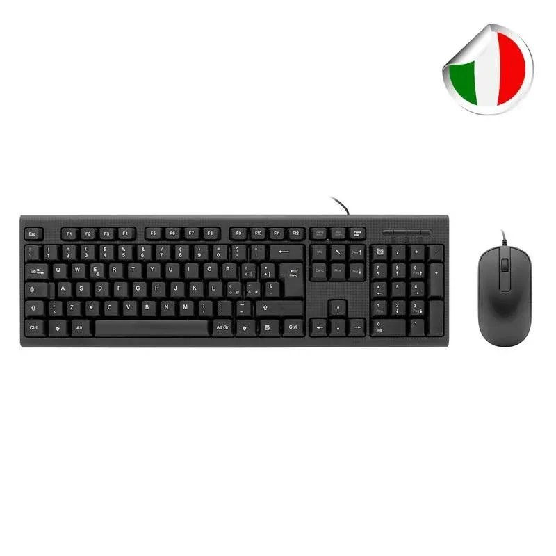 Teclado CoolBox Italiano de membrana com rato ótico USB 1000 DPI resistente