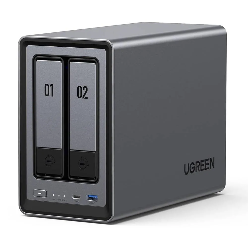 NAS UGREEN NASync DXP2800 | 2 Baías | CPU Intel N100 | eMMC 32GB | RAM 8GB | 2x SATA | 2x M.2 SSD | LAN 1x 2.5GbE