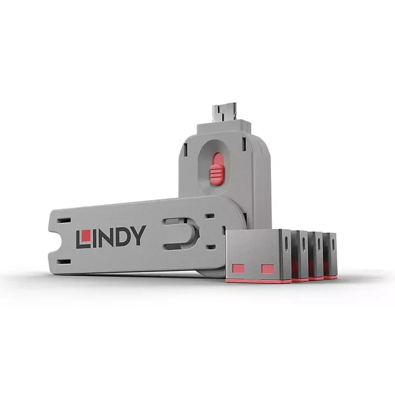 USB PORT LOCKS 4X PINK+KEY