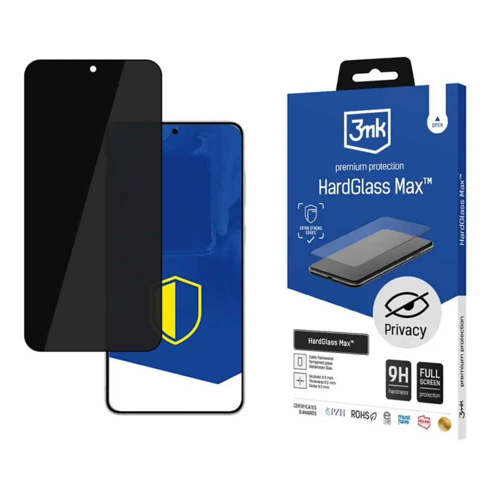 Película de Vidro 3MK HardGlass Max Samsung Galaxy S25 Edge Preto