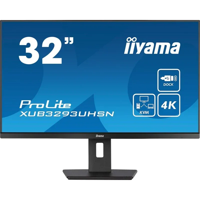 iiyama ProLite XUB3293UHSN-B5 32" IPS 4K 60Hz USB-C Dock Alto-falantes Altura Ajustável