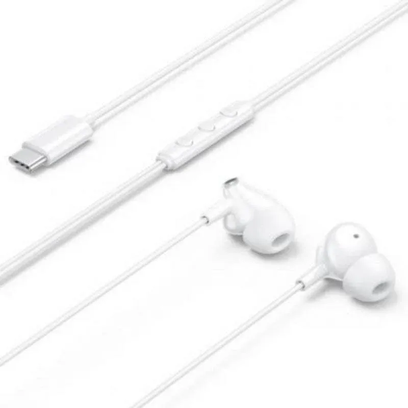 Auriculares Vention Echo Lite com cabo USB-C Microfone intra-auriculares brancos