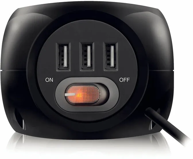 Cubo Ewent 3 Tomadas + 3 Portas USB 2.4A c/ Cabo 1.5 M Preto