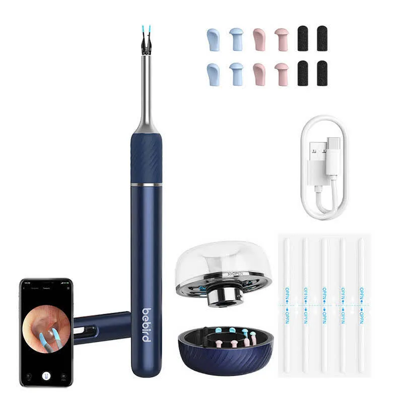 Otoscópio Note 5 Pro c/ Câmara p/ Limpeza de Ouvidos (Azul) - BEBIRD