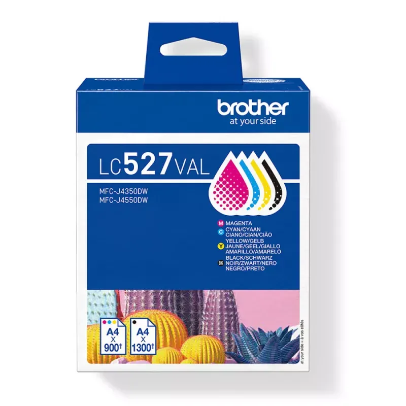 Pack de 4 tinteiros: Preto, Cyan, Magenta e Amarelo (1 de cada cor), Duração aproximada: até 1.300 págs./preto e 900 págs./cada cor (segundo ISO/IEC 24711)