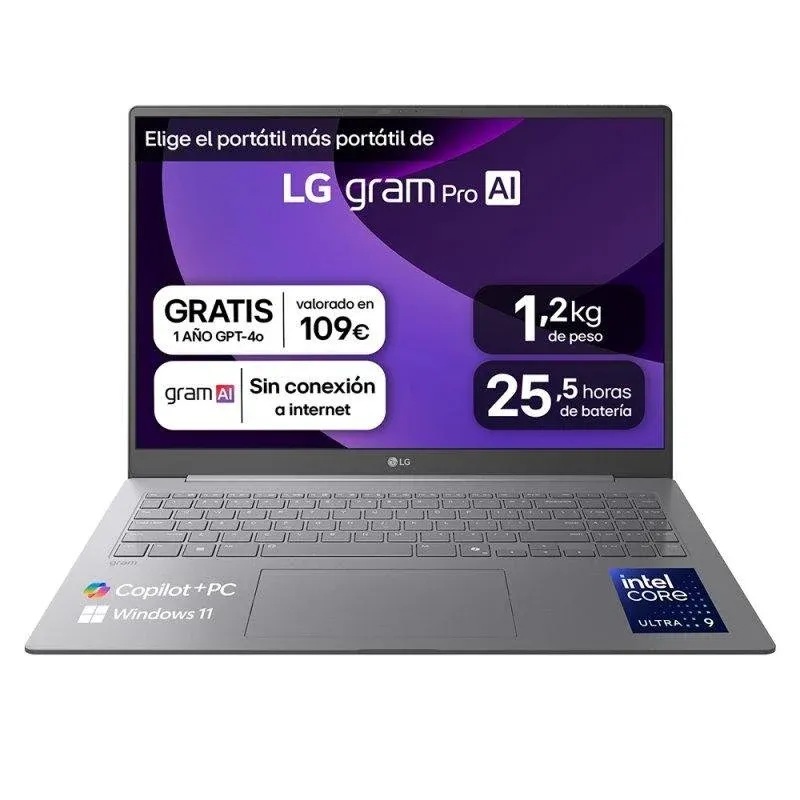 Portátil LG gram pro 16Z90TS 16" Intel Core Ultra 9 32GB 1TB SSD Intel Arc Windows 11