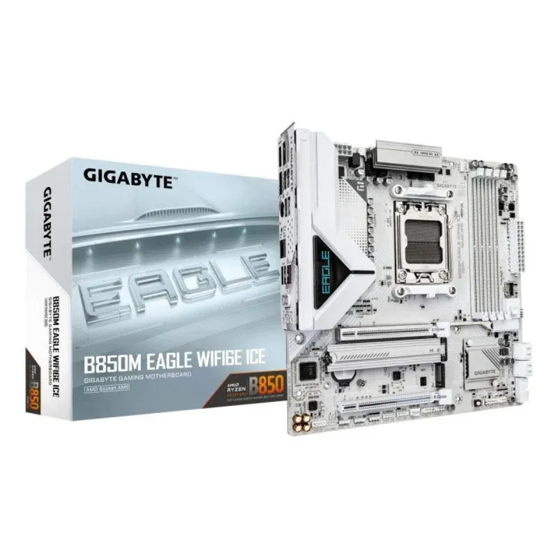 Gigabyte B850M EAGLE WIFI6E ICE Motherboard Micro-ATX AM5 DDR5 M.2 PCIe 5.0 Wi-Fi 6E