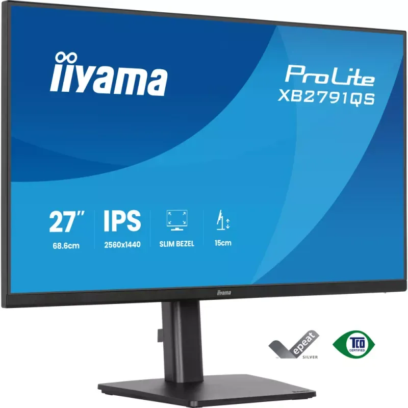iiyama ProLite XB2791QS-B1 - Monitor LED - 27" - 2560 x 1440 QHD @ 75 Hz - IPS - 350 cd/m² - 1000:1 - 1 ms - HDMI, DisplayPort - altifalantes - preto, mate