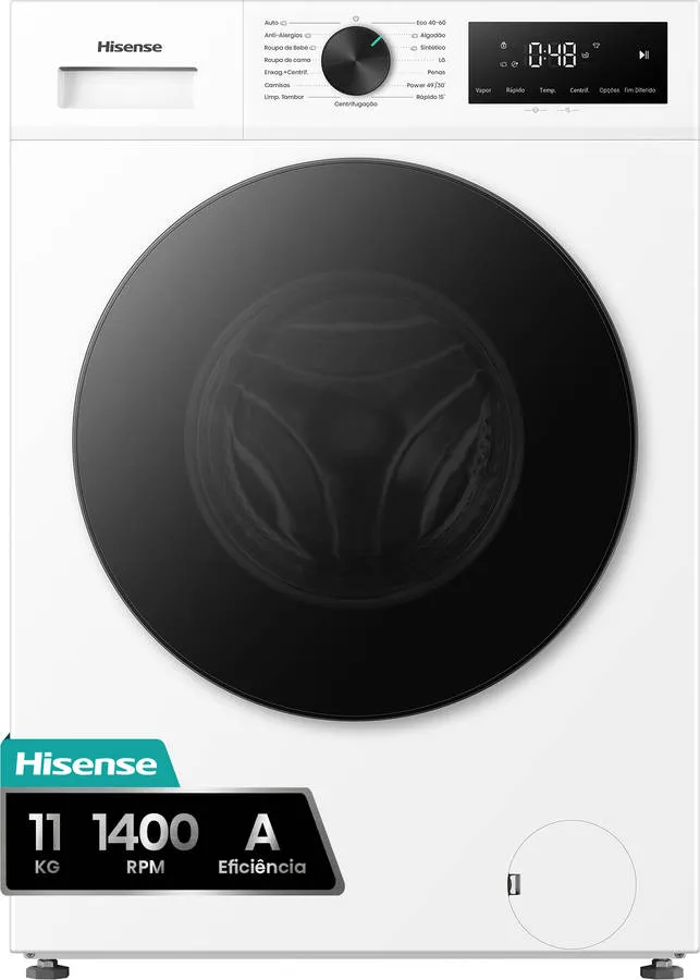 Máquina de Lavar Roupa HISENSE Serie 1i WF1I1142BWL2 (11 kg - 1400 RPM - Branco)