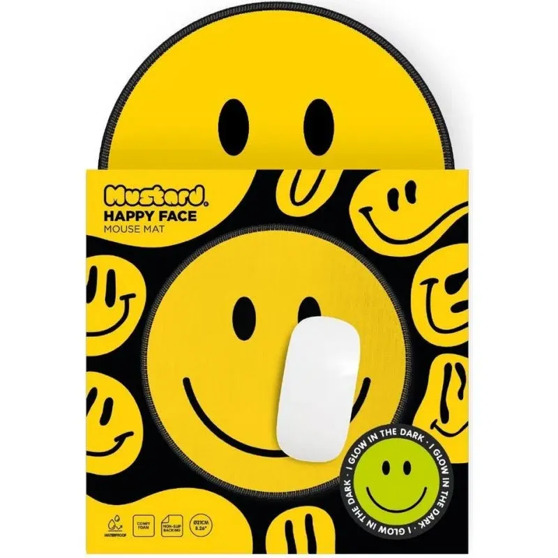 Tapete de rato Mustard Happy Face antiderrapante 240 x 200 mm