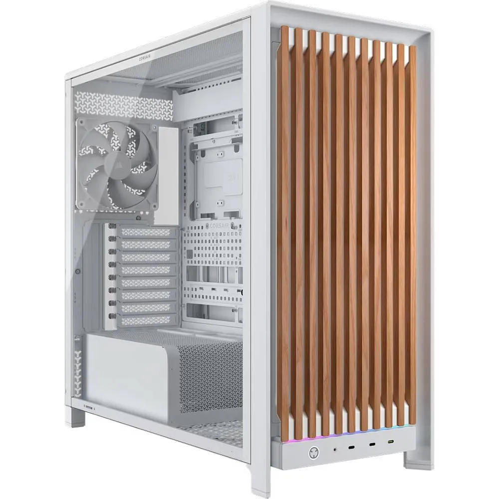 Caixa Extended-ATX Corsair Frame 5000D Wood RS Tempered Glass Branca/Carvalho