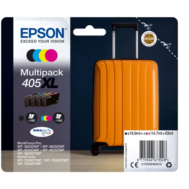 Tinteiro EPSON 405 Pack 4 cores XL - WF-3820/3825/4820/4825/4830/7830/7835/7840