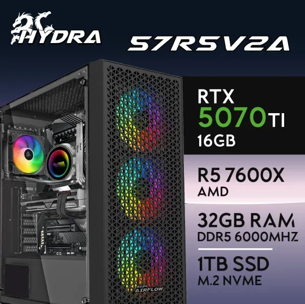 PC Gaming HYDRA-57R5V2A - R5 7600X | RTX5070 12GB | 32GB | M.2 1TB