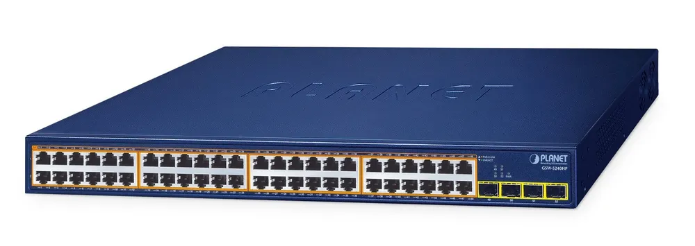 PLANET 48-Port 10/100/1000T 802.3at GSW-5240HP Não-gerido GSW-5240HP