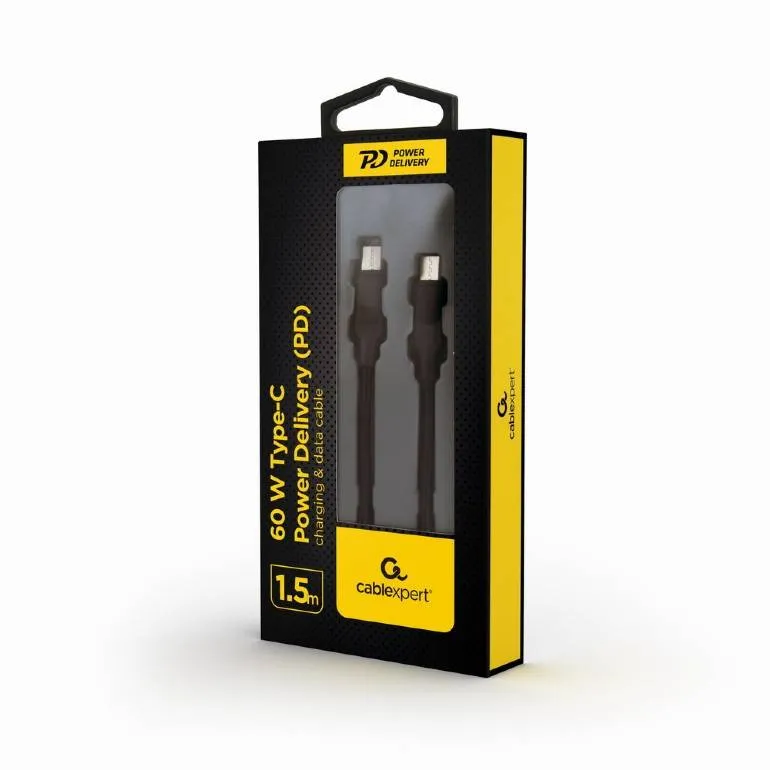 Cabo Cablexpert USB Type-C 2.0 M/M PD 60W 1.5m Preto