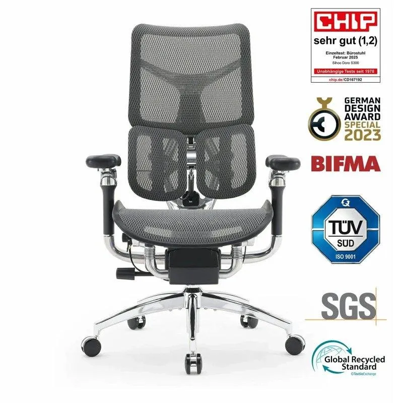 Sihoo Doro S300 Cadeira Ergonomica Escritorio - Bracos 6D - Sistemas Suporte Lombar e Suspensao