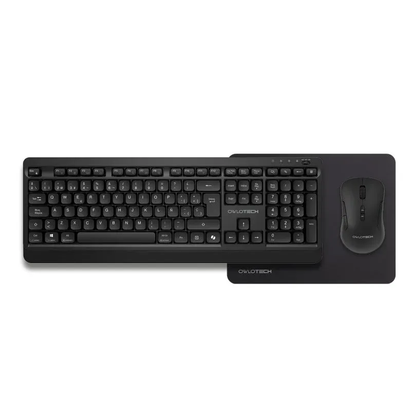 Owlotech MK300 Combo Teclado + Rato + Tapete de Rato Sem Fios Preto
