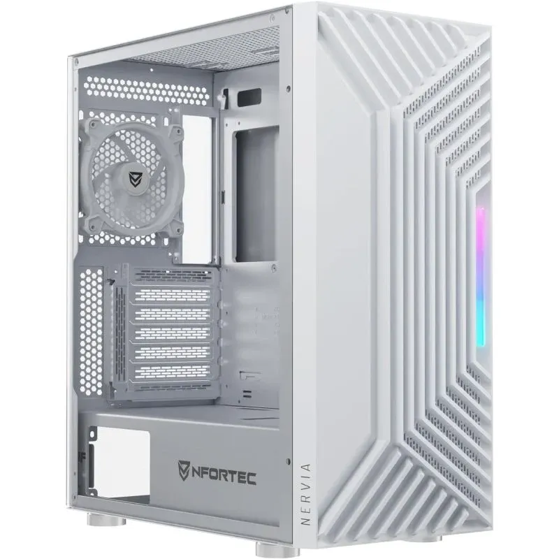 Caixa de Computador Nfortec Nervia White ARGB Vidro Temperado USB 3.0 Branca