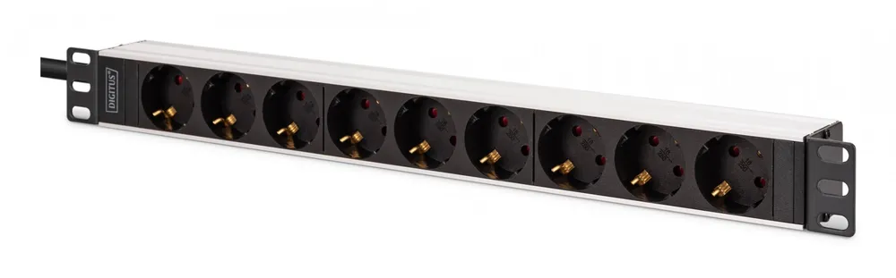 Barra de alimentação PDU Rack 19", 9 tomadas Schuko CEE 7/3 DN-95440