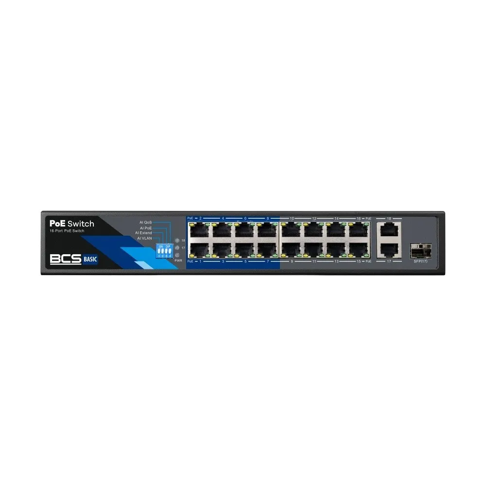BCS BCS-B-SP1602G-1SFP Switch PoE de 16 portas com BCS-B-SP1602G-1SFP