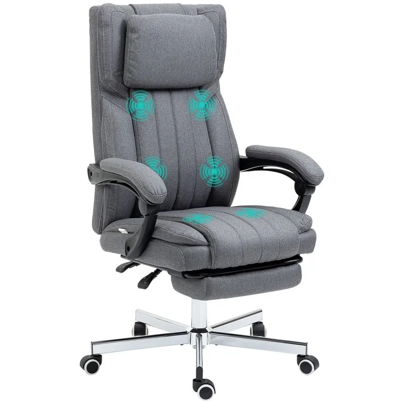 Vinsetto Cadeira de Escritório com 6 Pontos de Massagem Vibratória 65x61x105-113cm Cinzenta