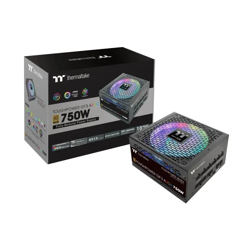 Fonte Alimentação Thermaltake Toughpower GF3 ARGB Fonte de Alimentação 750W 80 Plus Gold