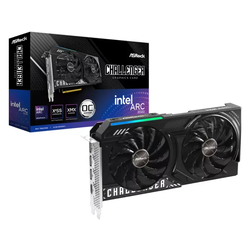 ASROCK VGA 12GB B580 CHALLENGER OC GDDR6 192BIT 3DP 1HDMI 2XVENT LED