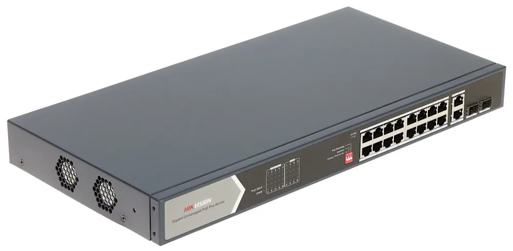 Switch Hikvision Unmanaged PoE 18x RJ45 Gigabit 2x Gigabit SFP Azul