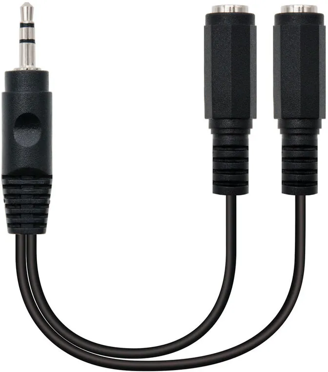 Cabo de Divisão Áudio Nanocable Jack 3,5/M 2x Jack 3,5/F 15 CM Preto