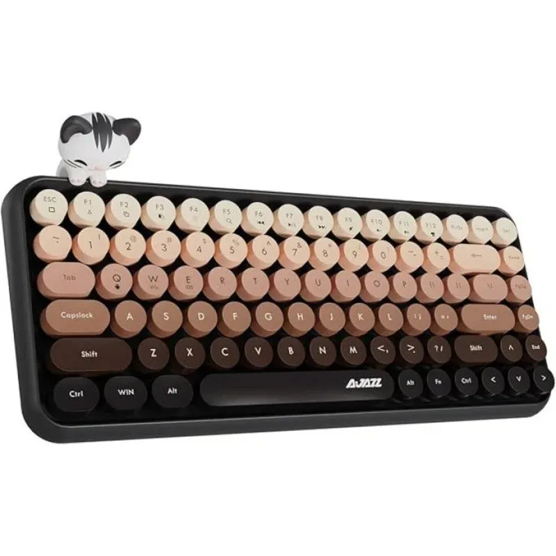 Ajazz 308i Teclado Compacto Sem Fios Bluetooth Layout ANSI Castanho