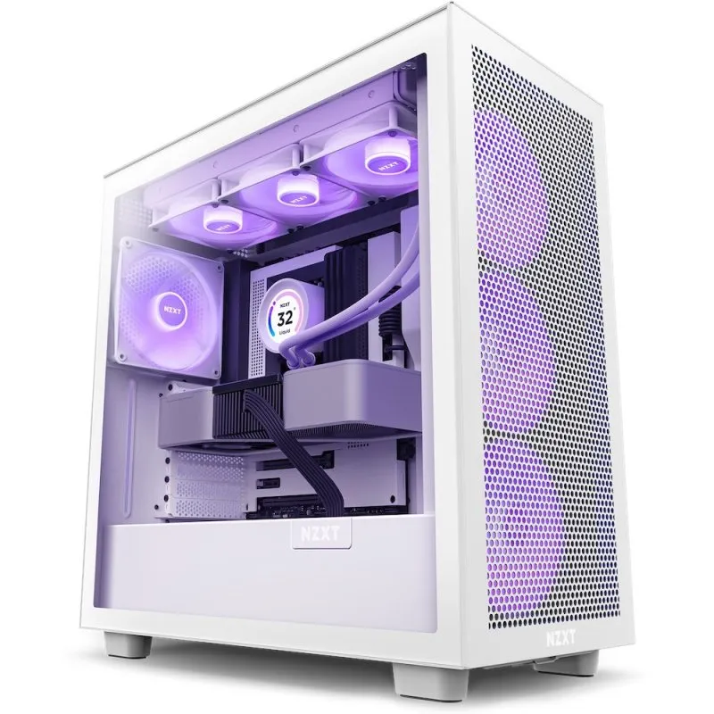 Caixa ATX NZXT H7 Flow RGB Branca Vidro Temperado