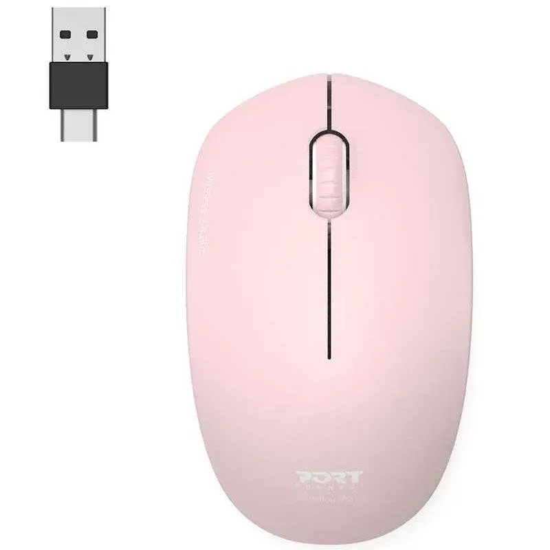 Ratón Port Designs 900541 Wireless 1600 DPI Rosa USB-A/C Ambidestro