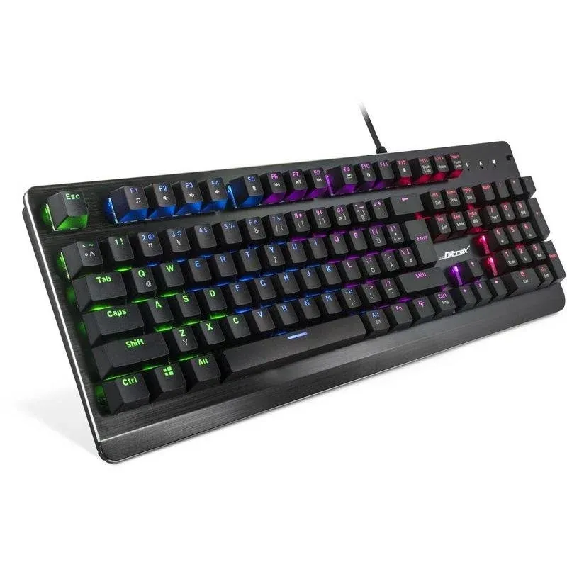 Teclado Inter-Tech NK-2000ME mecânico RGB QWERTZ alemão completo para gaming