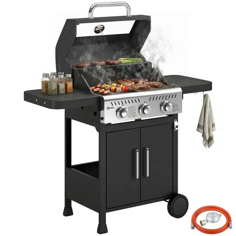 Churrasqueira a Gás Welltin 3 Queimadores 7,5 kW com Placa e Grelha