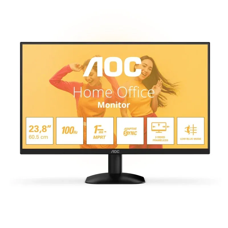 Monitor AOC 24″ 1080p 100Hz VA Adaptive Sync Sem Moldura Sem Cintilação Baixa Luz Azul