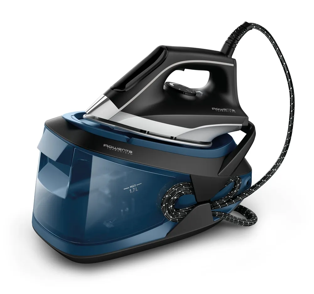 Ferro de Engomar a Vapor c/ Caldeira VR8322F0 Turbosteam 2600W 1.7L (Preto/Azul) - ROWENTA