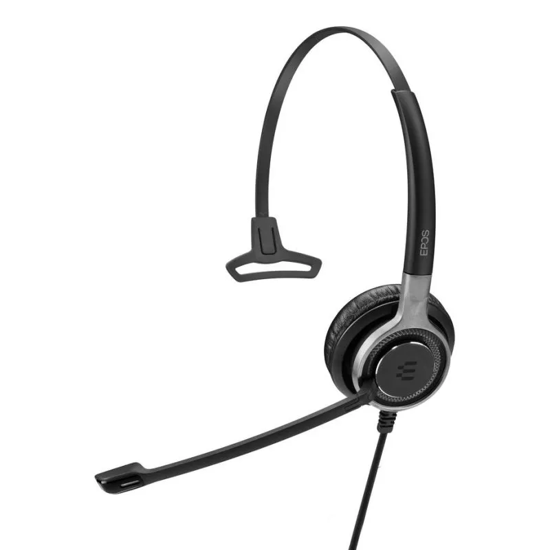 Auriculares EPOS IMPACT SC 630 com cabo, cancelamento ativo de ruído, microfone unidirecional preto e prata