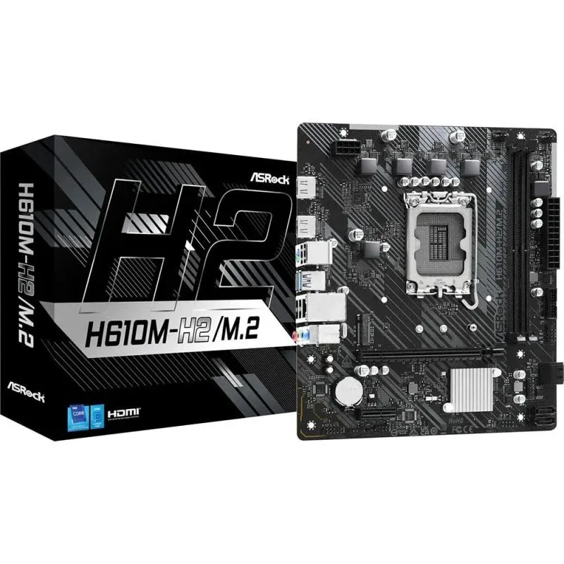 Placa mãe Asrock H610 Intel H610 LGA 1700 Micro ATX H610M-H2/M.2 DDR4 M.2 PCIe