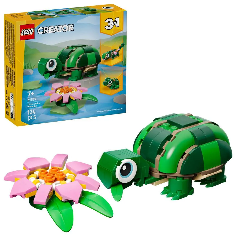 LEGO Creator 3-in-1: Tartaruga Com Nenúfar | Idades 7+ | 124 Peças | Item 31377