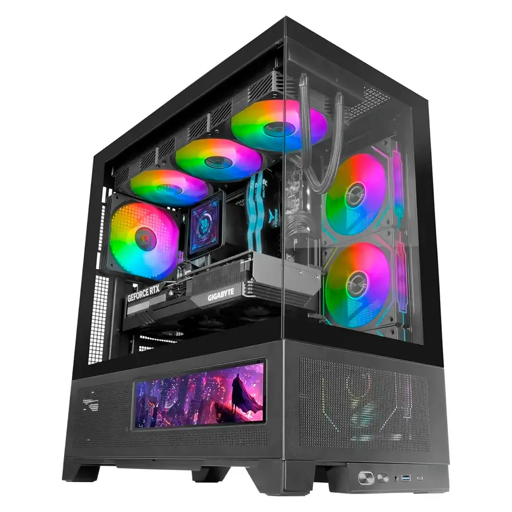 Caixa ATX Mars Gaming MC-LCDX ARGB LCD IPS 9.16 Tempered Glass Preta