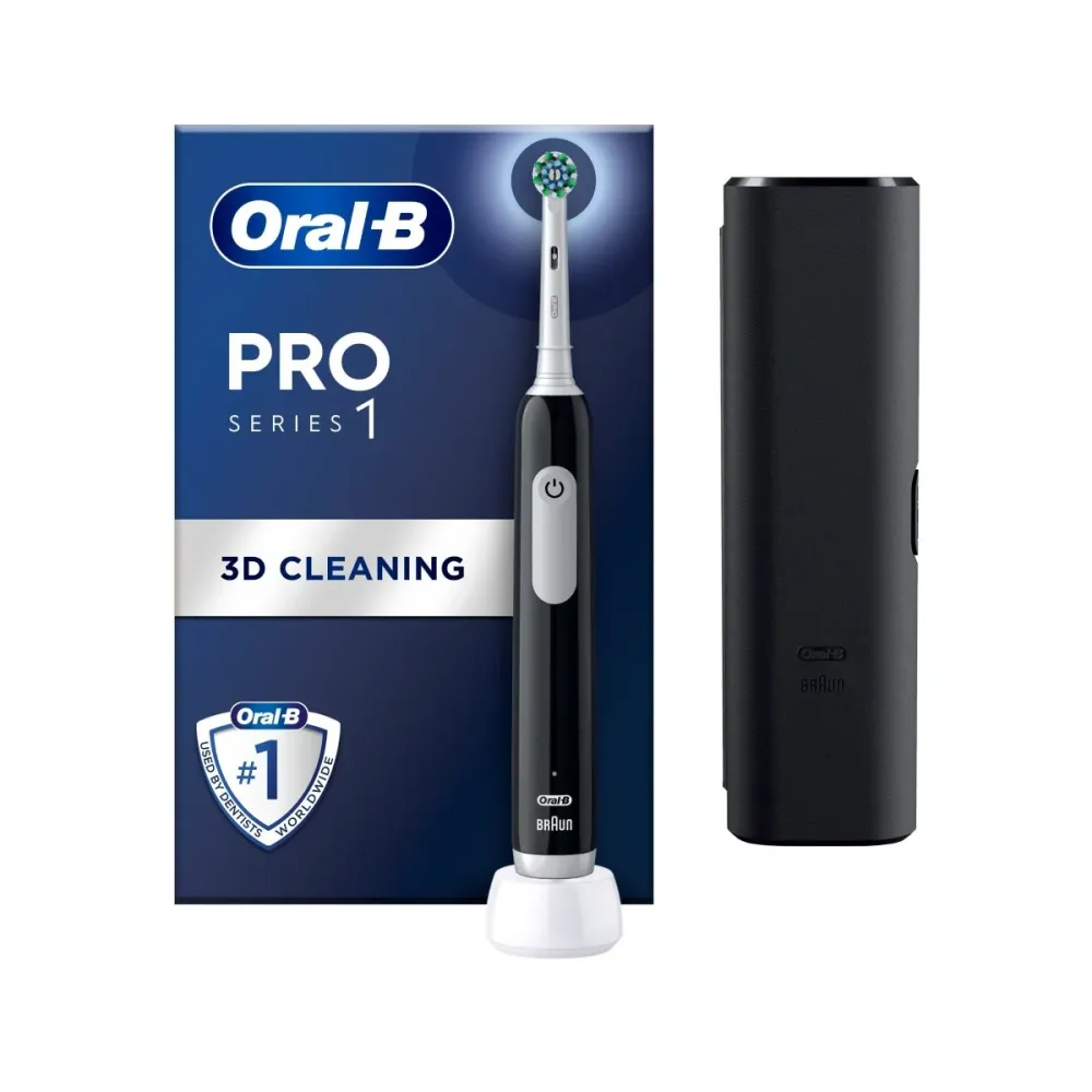 Escova de Dentes Elétrica Oral-B Pro 1 Cross Action Preta com Estojo