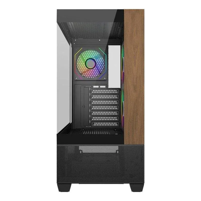 Caixa de Computador Caixa Cooler Master Elite 690 Wood Midi Tower Vidro Temperado RGB ATX