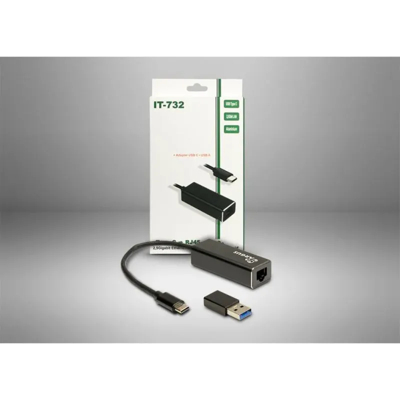 Placa de Rede Inter-Tech IT-732 USB Tipo C Ethernet 2,5 Gbit/s Alumínio Cinzento