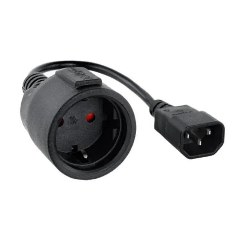 Adaptador Alimentação Nanocable C14 Macho a CEE7 Hembra 50cm 16A Preto