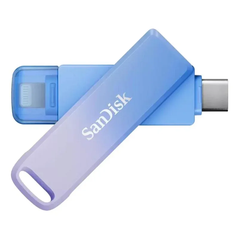 Unidade Flash USB Sandisk Creator Phone Drive 256GB USB Type-C Lightning Azul Lila