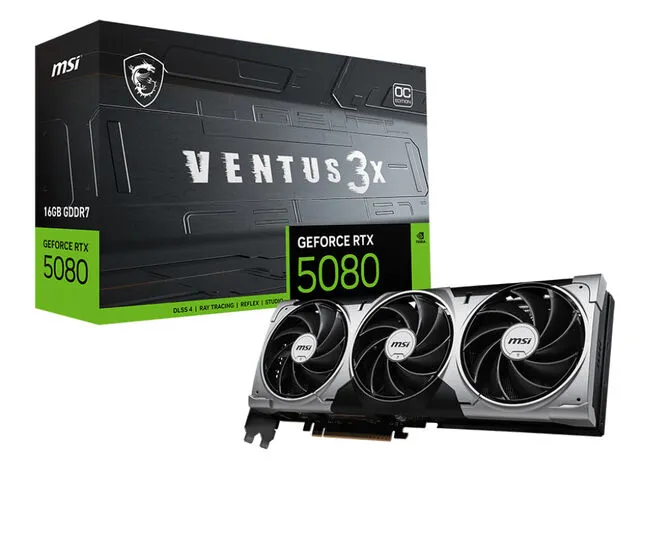 Gráfica MSI GeForce® RTX 5080 VENTUS 3X OC 16GB GDDR7 DLSS4