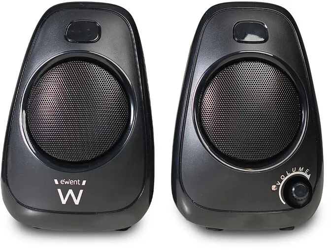 Colunas 2.0, 10W, Built-in volume, 3.5 mm jack, Alimentação USB, Preta