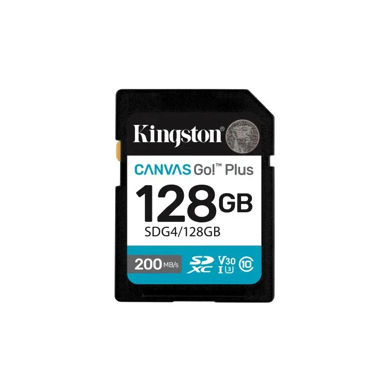 Cartão SD Kingston Canvas Go Plus 128 GB SDXC UHS-I U3 V30 200 MB/s Preto