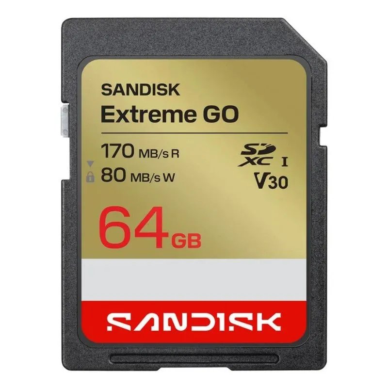 Cartão SanDisk Extreme GO 64GB SDXC UHS-I 170MB/s V30 resistente