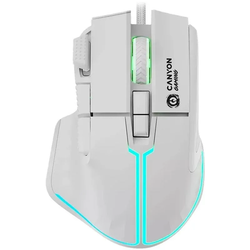 Ratón CANYON Fortnax GM-636 USB Type-A 20000DPI Branco RGB 9 Botões
